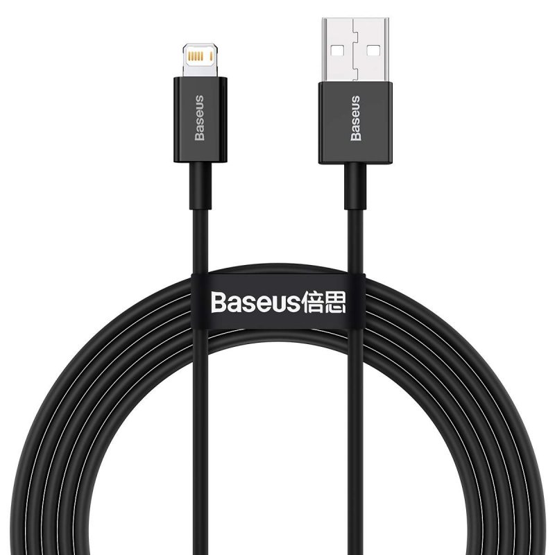 Baseus Lightning Superior Series cable, Fast Charging, Data 2.4A, 2m Black (CALYS-C01)