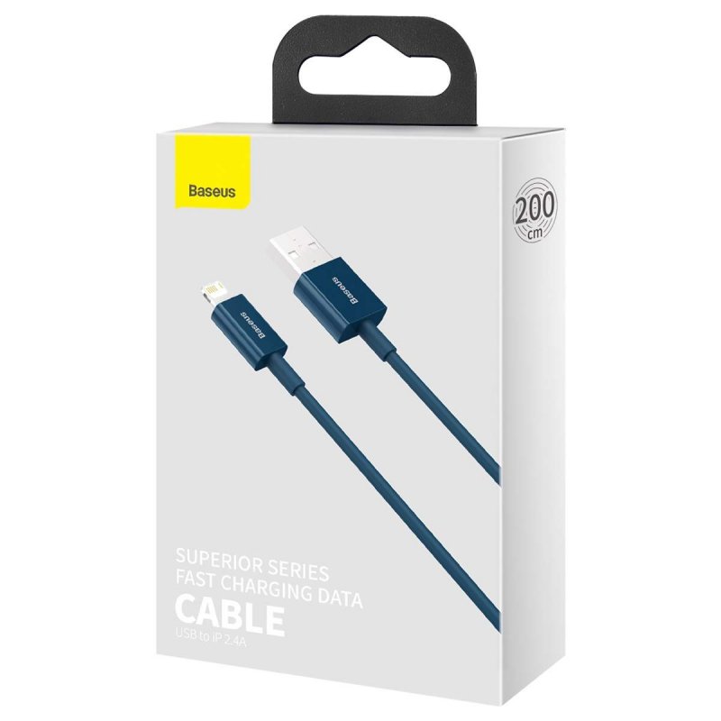 Baseus Lightning Superior Series cable, Fast Charging, Data 2.4A, 2m Blue (CALYS-C03)