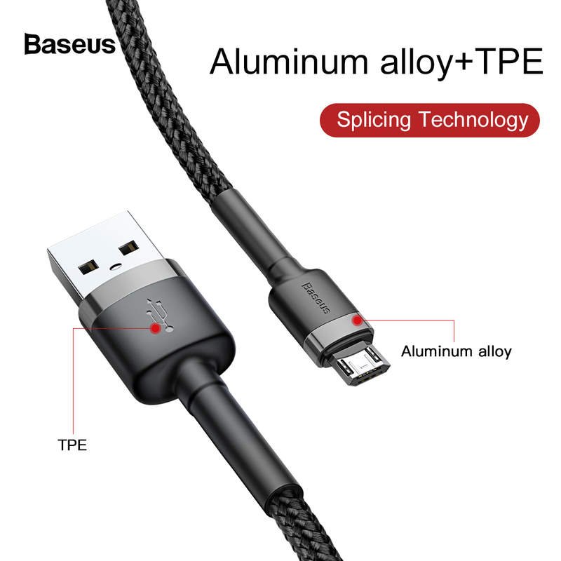 Baseus Micro USB Cafule Cable 2.4A 1m Gray + Black (CAMKLF-BG1)