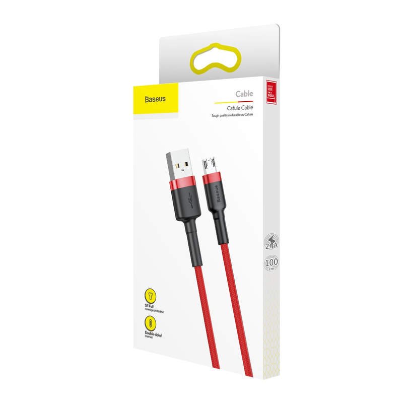 Baseus 6953156280328 mobile phone cable Black, Red 1 m USB A Micro-USB B