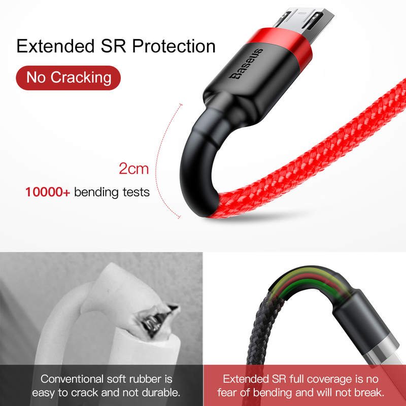 Baseus Micro USB Cafule Cable 2.4A 1m Red + Red (CAMKLF-B09)
