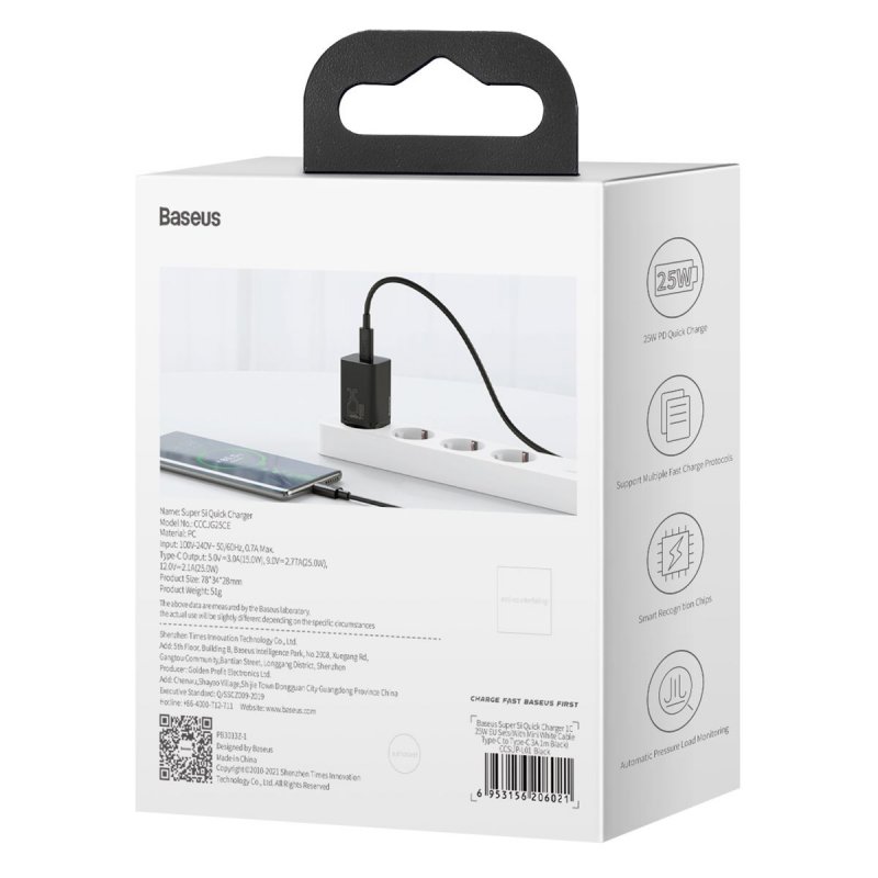 Baseus Travel Charger Super Si 1C Quick Charger 25W EU Black (CCSP020101)