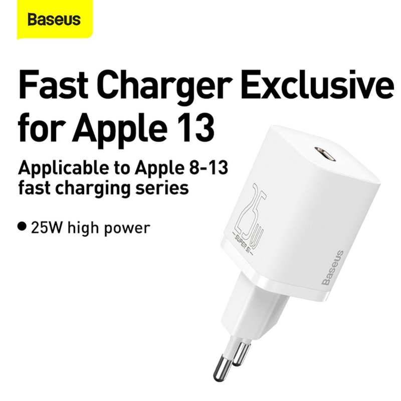 Baseus Travel Charger Super Si 1C Quick Charger 25W EU White (CCSP020102)