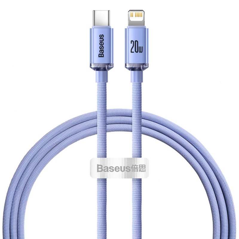 Baseus Type-C - Lightning cable, Crystal Shine Series Fast Charging Data Cable 20W 1.2m Purple (CAJY000205)