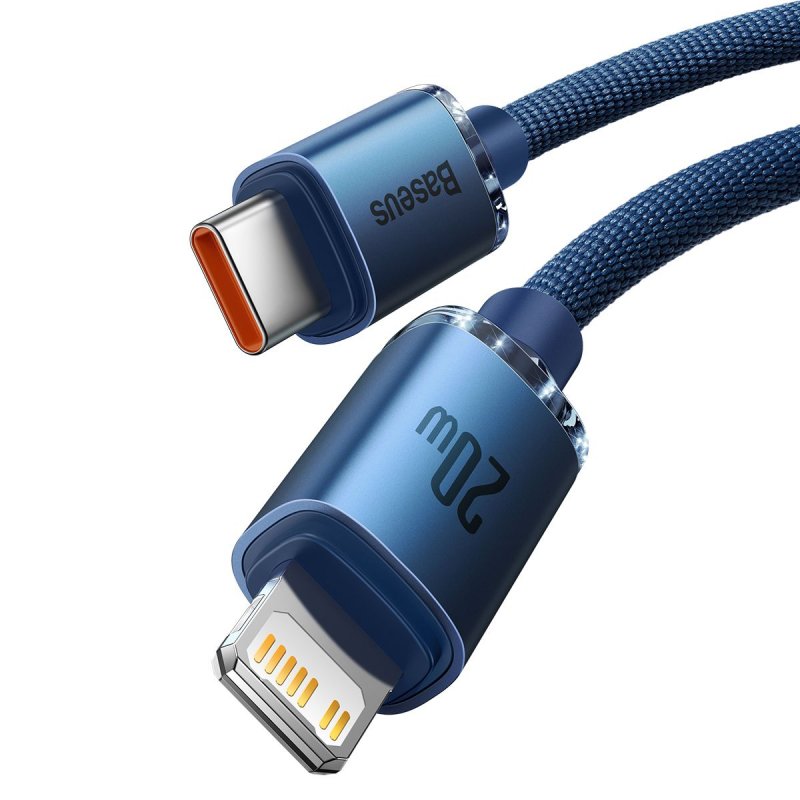 Baseus Type-C - Lightning cable, Crystal Shine Series Fast Charging Data Cable 20W 2m Blue (CAJY000303)