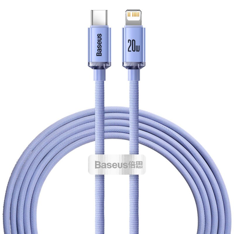 Baseus Type-C - Lightning cable, Crystal Shine Series Fast Charging Data Cable 20W 2m Purple (CAJY000305)