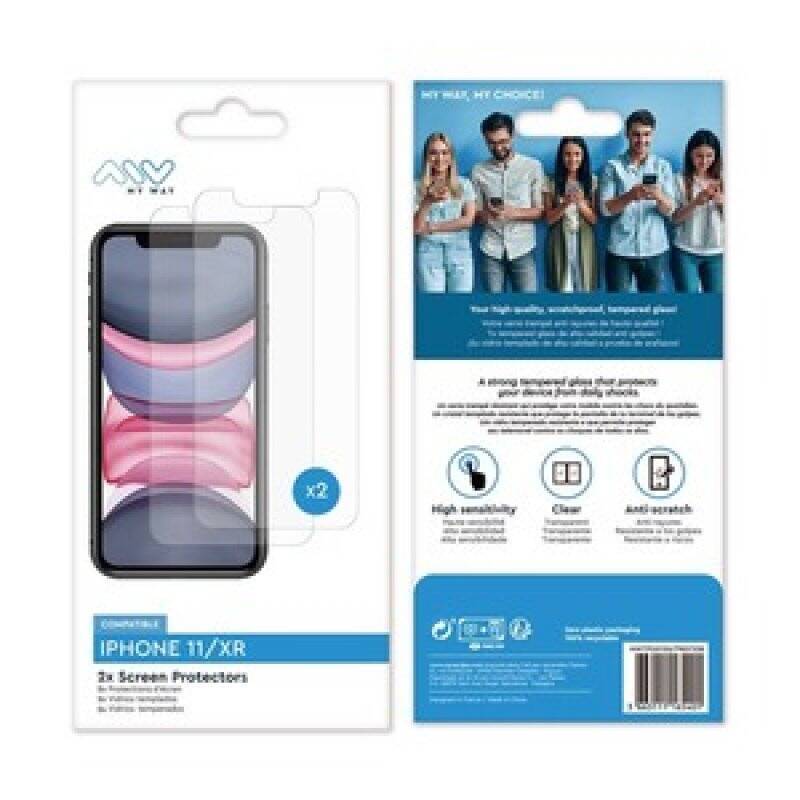 MYWAY PACK 2 VERRE TREMPE PLAT IPHONE 11