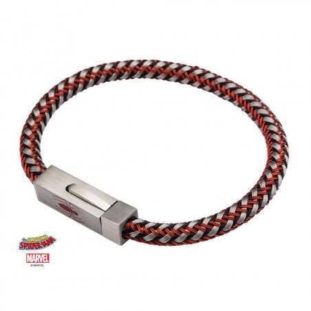 MARVEL - Stainless Steel & Woven Leather Spider-Man Bracelet