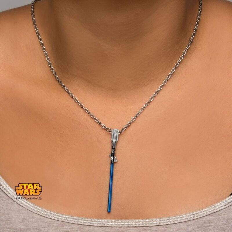 STAR WARS - Stainless Steel Blue Lightsaber Pendant Necklace