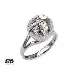 STAR WARS - Women's Stainless Steel 3D Death Star Ring - Size 6