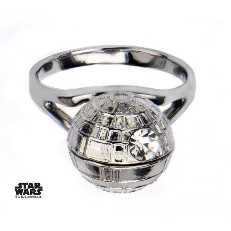 STAR WARS - Women's Stainless Steel 3D Death Star Ring - Size 6
