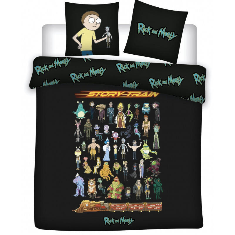 RICK & MORTY - Parure de lit 240x220cm - Story Train '100% Coton'