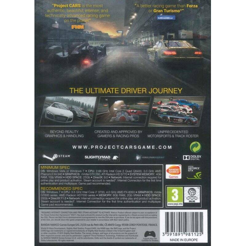 BANDAI NAMCO Entertainment Project CARS PC