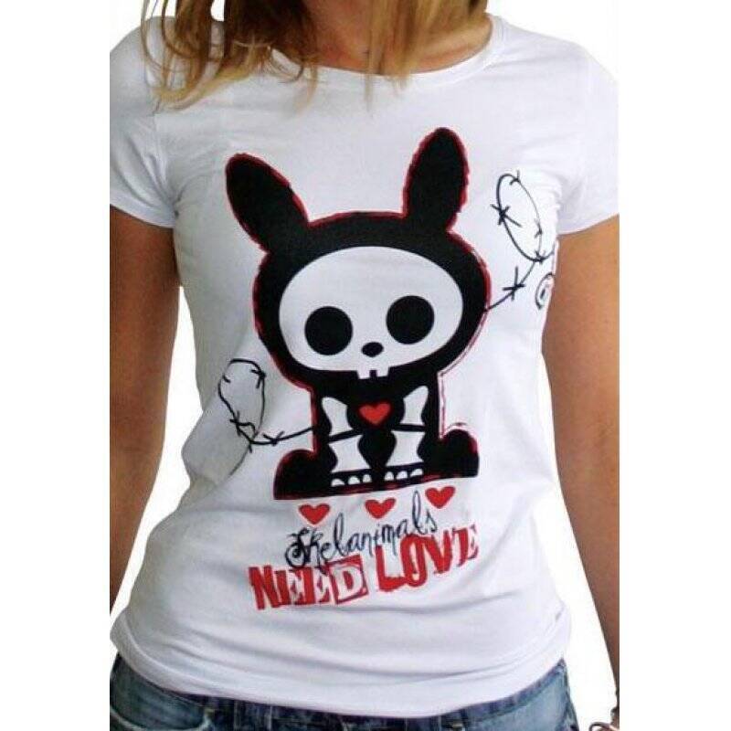 SKELANIMALS - T-Shirt JACK NEED LOVE Femme White Basic (XL)