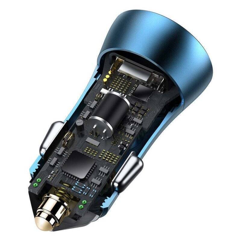 Baseus Car Charger Golden Contactor Pro Fast Type C / USB 40W, PD 3.0, QC 4.0+ SCP, FCP, AFC, Blue (CCJD-03)