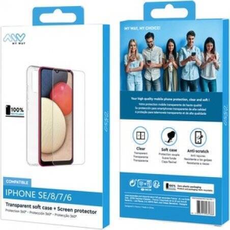 MYWAY STARTER PACK COQUE SOUPLE + VERRE TREMPE IPHONE SE/8/7/6
