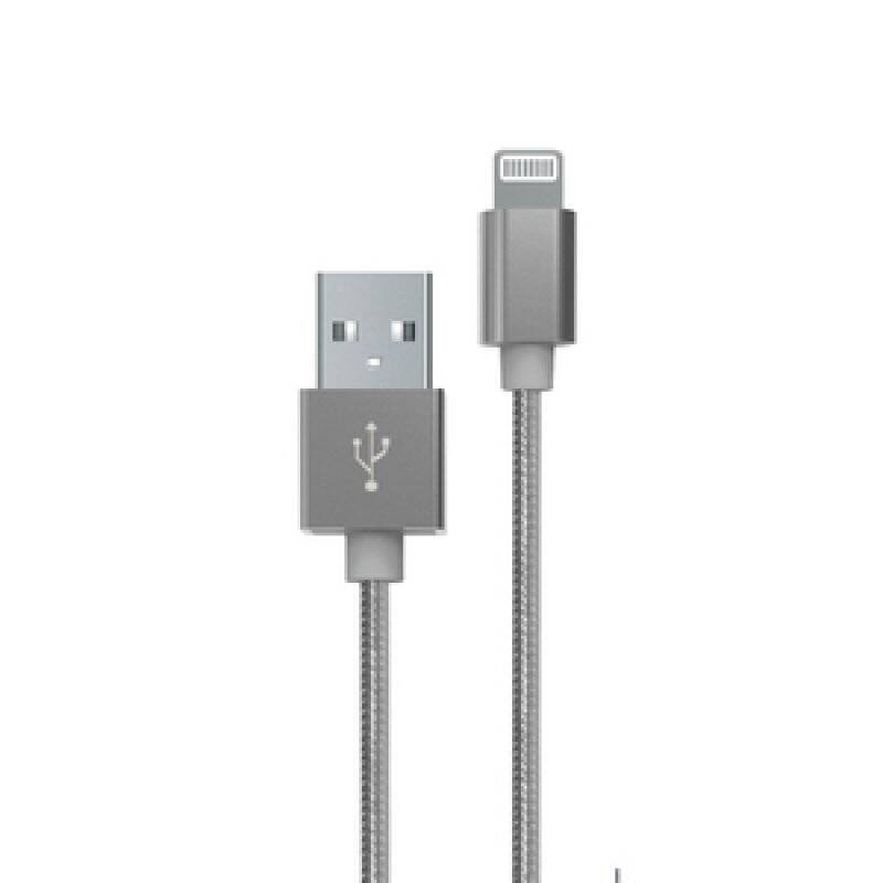 MYWAY CABLE TRESSE 1M GRIS NOIR USB A LIGHTNING