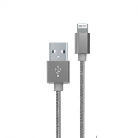 MYWAY CABLE TRESSE 1M GRIS NOIR USB A LIGHTNING