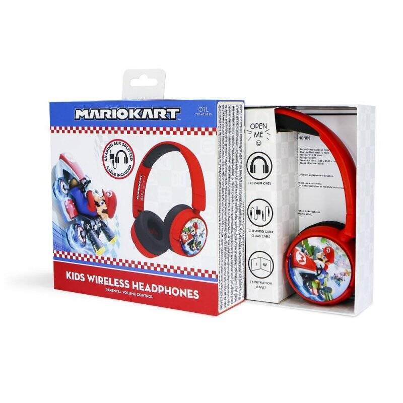 OTL Technologies Super Mario Mario Kart Casque Avec fil &sans fil Arceau Jouer Bluetooth Rouge