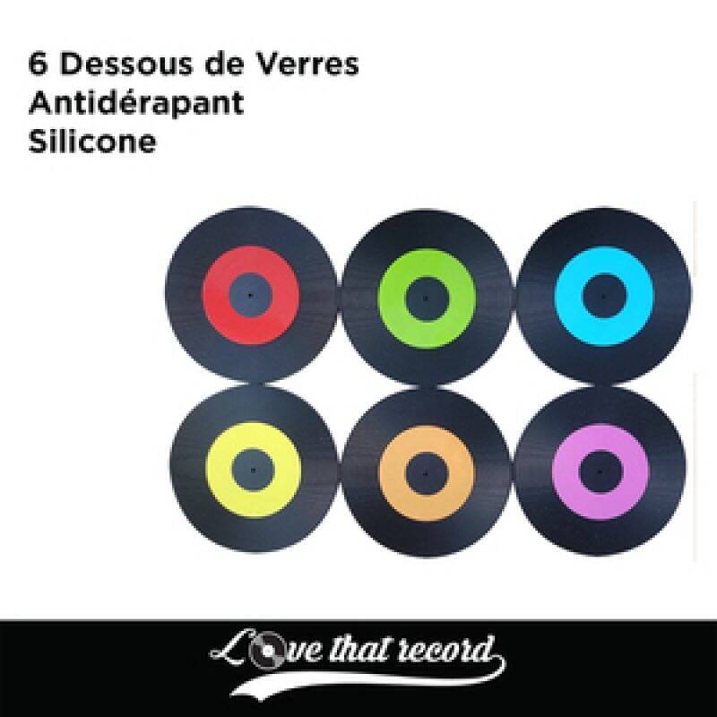 STOCK2 - LOVE THAT RECORD SET DE 6 DESSOUS DE VERRES DISQUE VINYLE