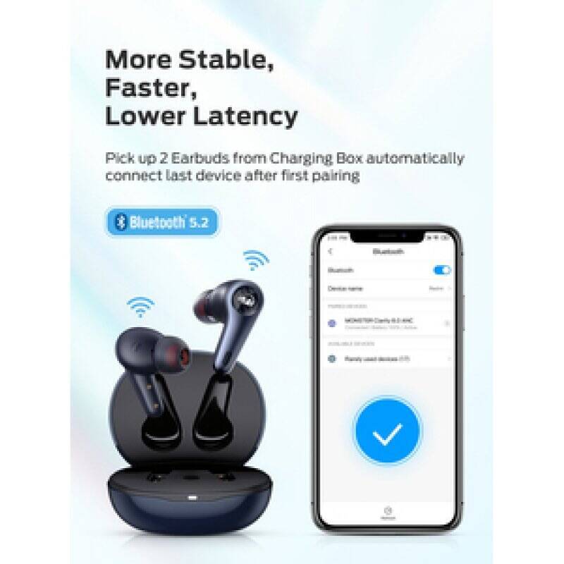 ECOUTEURS INTRA TRUE WIRELESS CLARITY 8.0 ANC BLEU NUIT