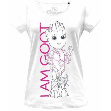 MARVEL - Baby Groot Line With I Am Groot Text - T-Shirt Femme (S)