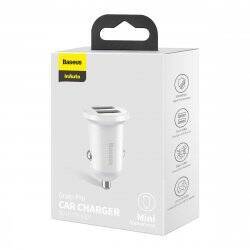 Baseus Car Charger Grain Pro Dual USB 4.8A White (CCALLP-02)