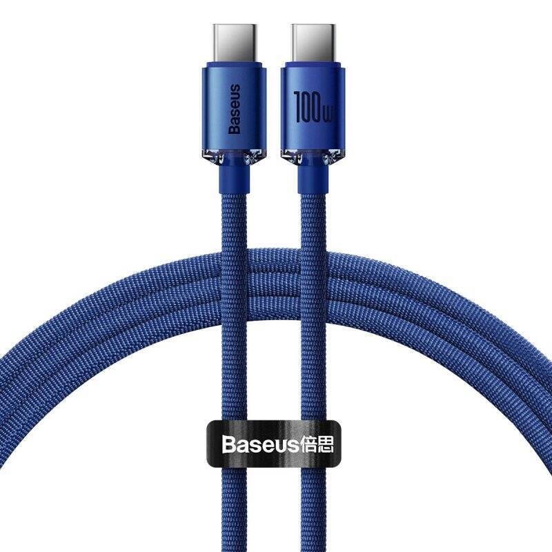 Baseus Type-C - Type-C Crystal Shine series fast charging data cable 100W 1.2m Blue (CAJY000603)