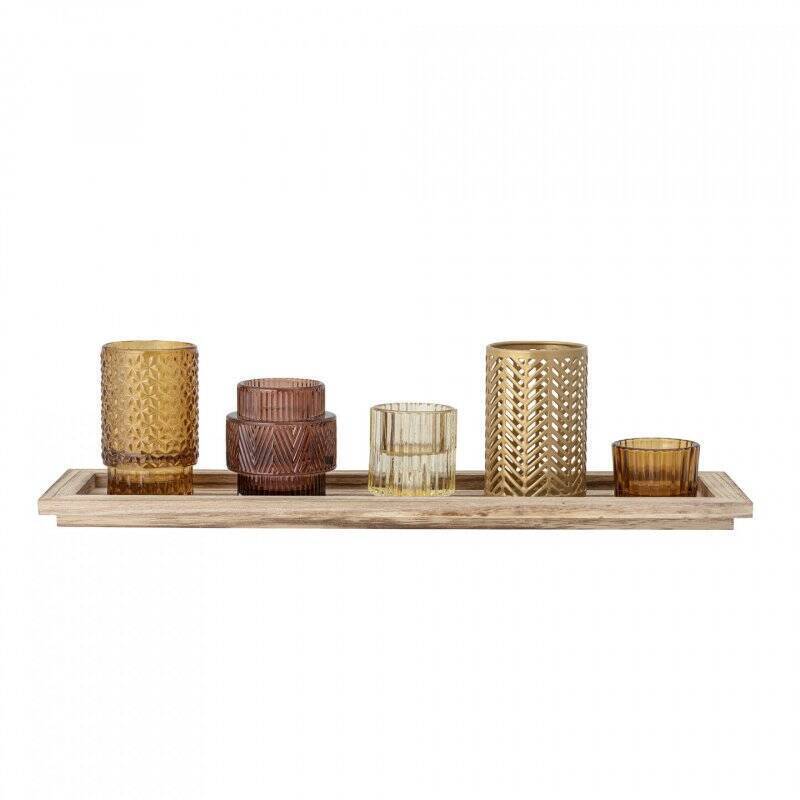 Bloomingville - Sanga Tray w/Votive - Brown - Set of 6 (82049508)