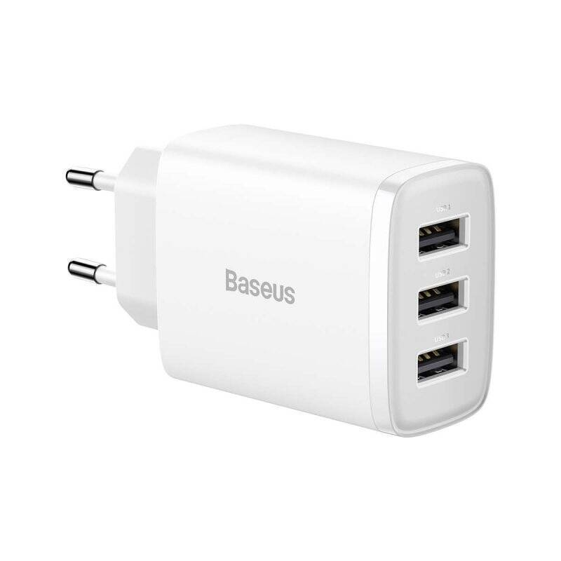 Baseus Travel Charger Compact wall Charger U+U+U, 17W EU White (CCXJ020102)
