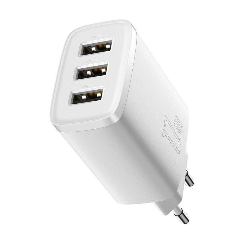 Baseus Travel Charger Compact wall Charger U+U+U, 17W EU White (CCXJ020102)