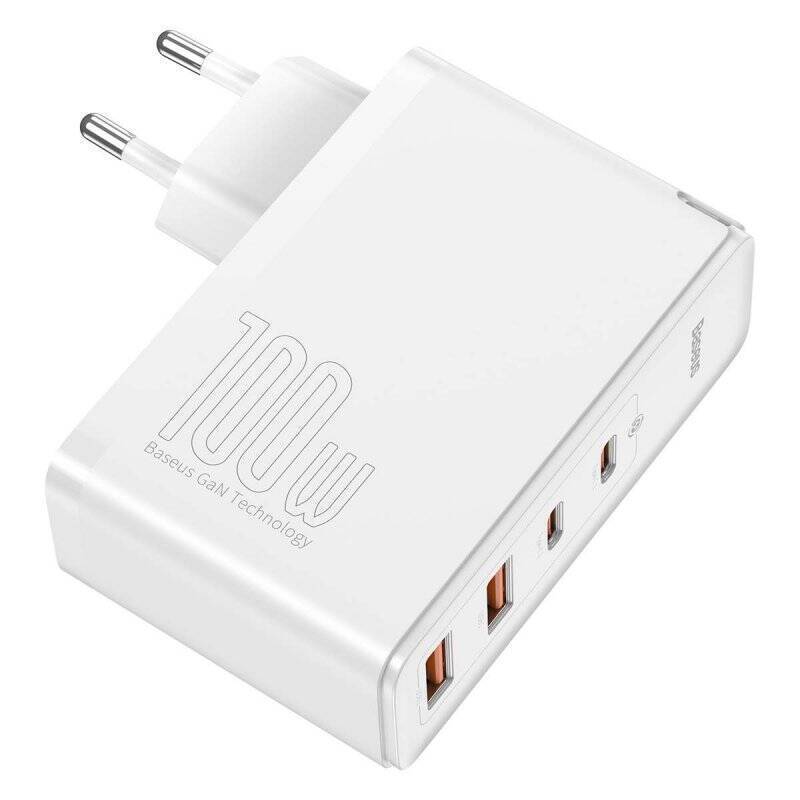 Baseus Travel Charger GaN2 Pro Quick wall charger C+C+U+U, PD 3.0, QC 4.0+, 100W White (CCGAN2P-L02)
