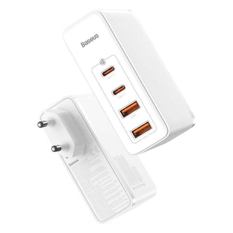 Baseus Travel Charger GaN2 Pro Quick wall charger C+C+U+U, PD 3.0, QC 4.0+, 100W White (CCGAN2P-L02)