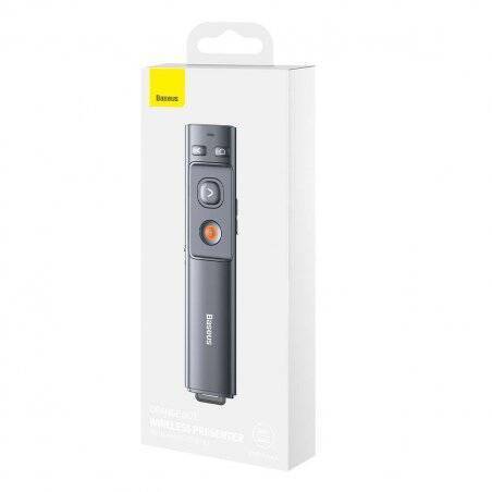 Baseus Laser Wireless Presenter Orange Dot Remote controller (Red Laser)(Charging version) 100m remote, Dual Interface, 
