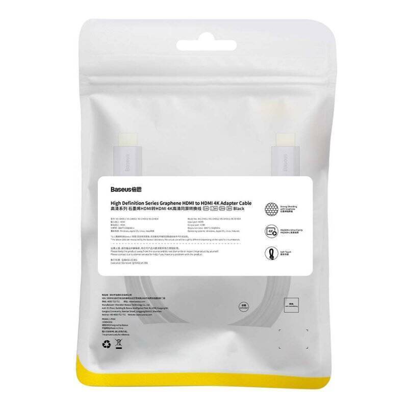 Baseus Video Cable High Definition Series HDMI 2.0 4K 60 Hz 2m Black (WKGQ020201)