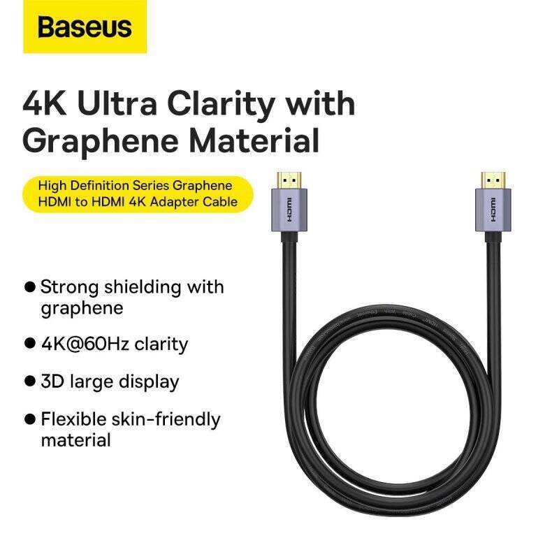 Baseus Video Cable High Definition Series HDMI 2.0 4K 60 Hz 2m Black (WKGQ020201)