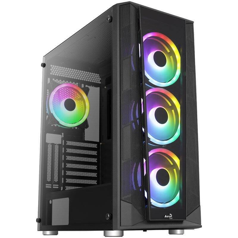 Boitier Moyen Tour ATX AeroCool compatible Prism v2 RGB avec panneaux vitrés (Noir)