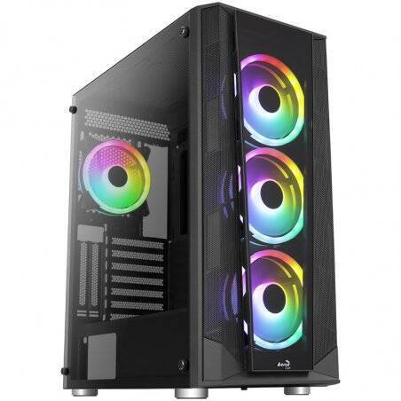 Boitier Moyen Tour ATX AeroCool compatible Prism v2 RGB avec panneaux vitrés (Noir)