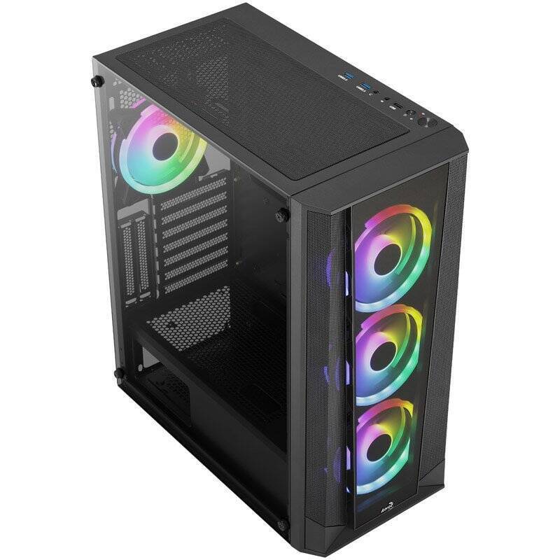 Boitier Moyen Tour ATX AeroCool compatible Prism v2 RGB avec panneaux vitrés (Noir)