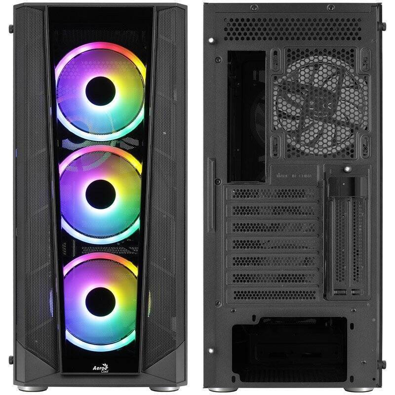 Boitier Moyen Tour ATX AeroCool compatible Prism v2 RGB avec panneaux vitrés (Noir)