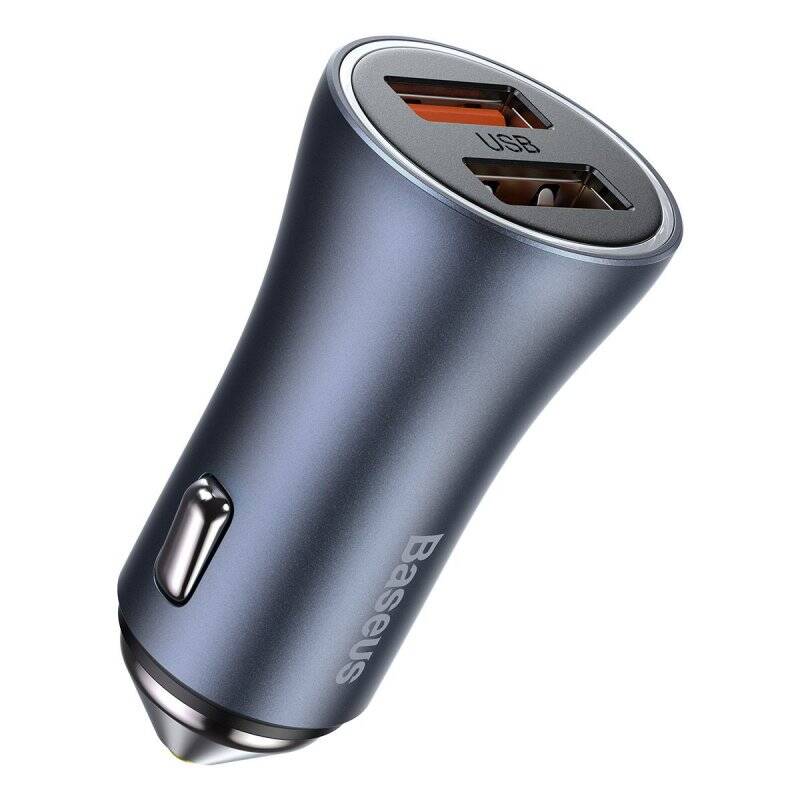 Baseus Car Charger Golden Contactor Pro Dual Quick Charger U+U Power Delivery 3.0 Quick Charge 4, SCP FCP AFC 40W Dark G