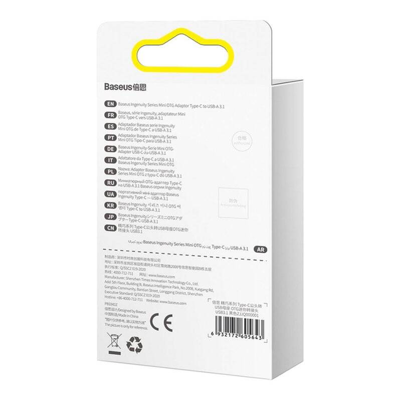 Baseus Converter Ingenuity Series Mini OTG Adaptor USB-A 3.1 Female to Type-C Male Black (ZJJQ000001)