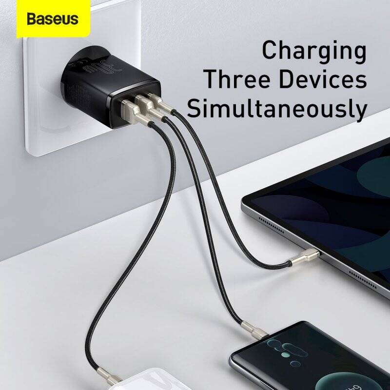 Baseus Travel Charger Compact Quick Charger U+U+C PD3.0, QC 3.0 30W EU Black (CCXJ-E01)