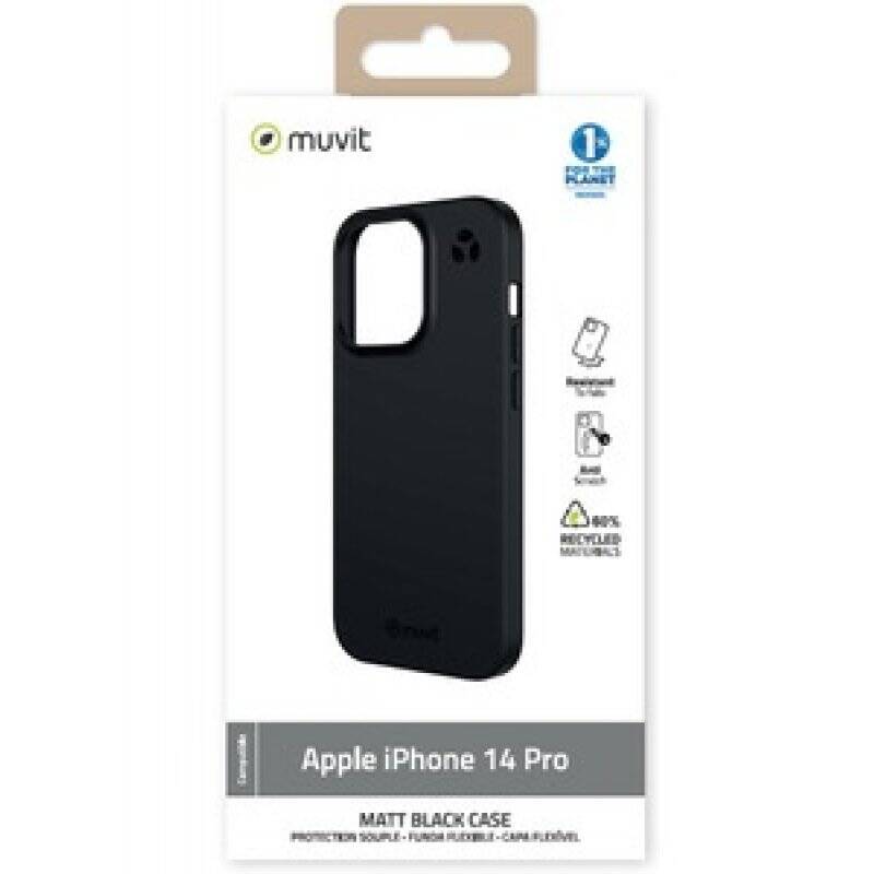 MUVIT FOR CHANGE COQUE RECYCLETEK SOUPLE NOIR IPHONE 14 PRO