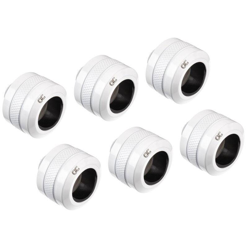 Alphacool Eiszapfen Pro Anschluss 16mm Hardtube Fitting G1/4, 6-Pack - weiß