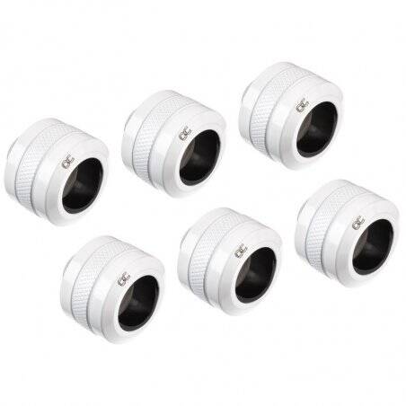 Alphacool Eiszapfen Pro Anschluss 16mm Hardtube Fitting G1/4, 6-Pack - weiß