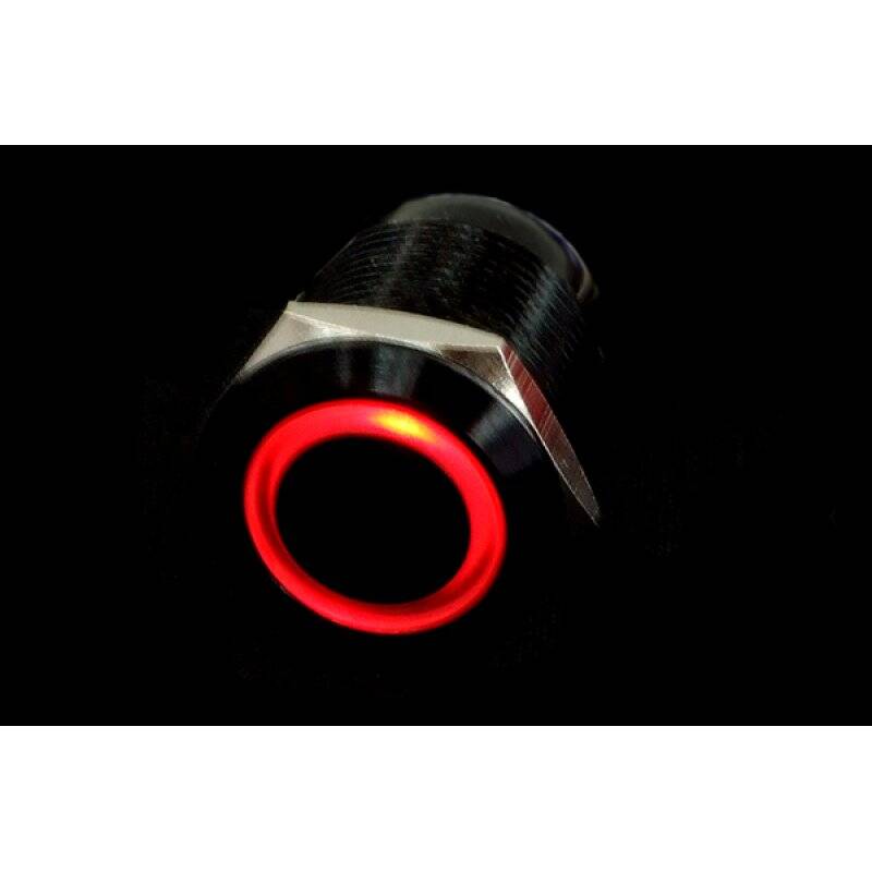 Phobya push-button vandalism-proof / bell push 19mm alu black, red ring lighting 6pin
