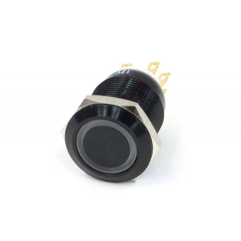 Phobya push-button vandalism-proof / bell push 19mm alu black, red ring lighting 6pin