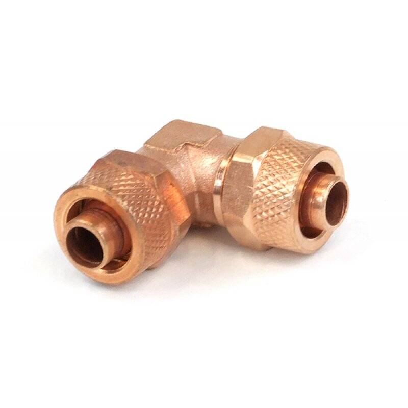 11/8mm (8x1,5mm) L tubing connector - copper plated