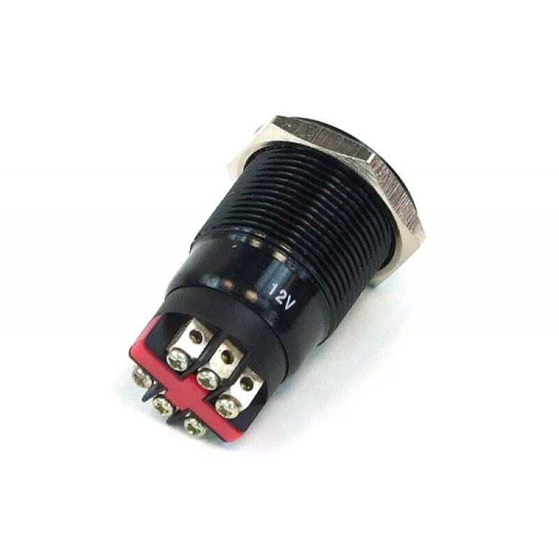 Phobya push-button vandalism-proof / bell push 19mm aluminium black, red lighting, with screw-on contacts